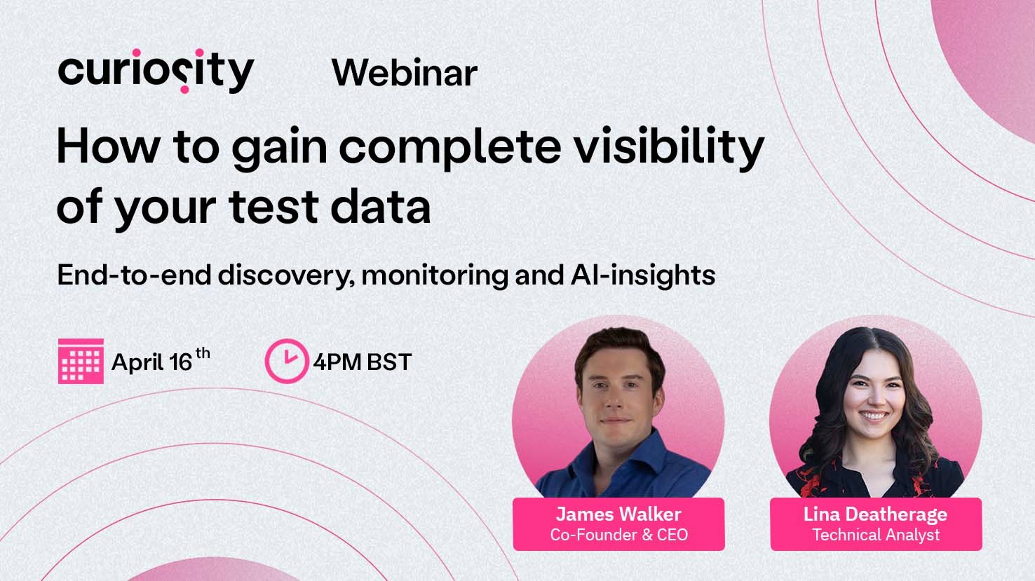 How to gain complete visibility of your test data - Curiosity Software Webinar - WebinarGeek Header Graphic